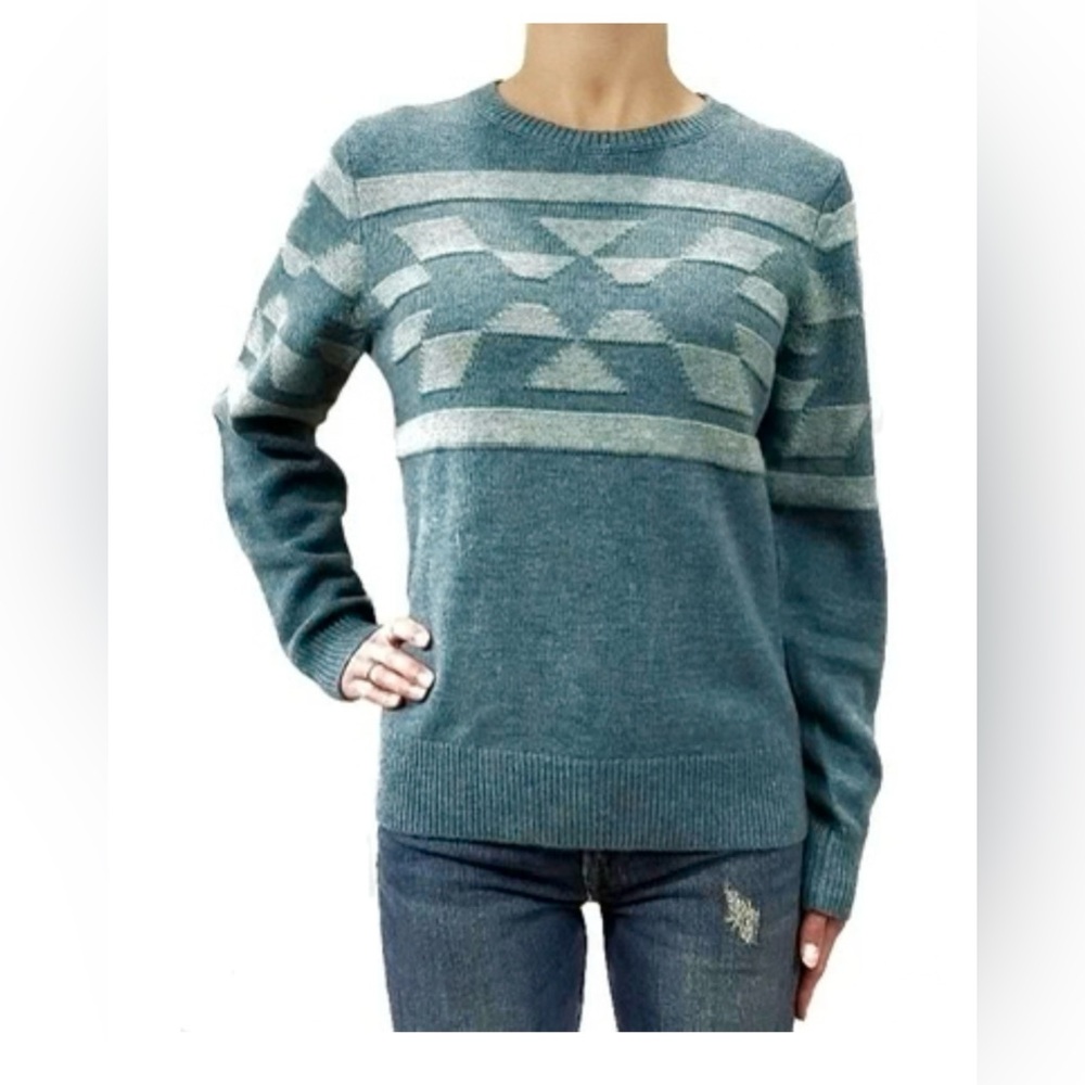 Pendleton Wool Crewneck Knit Sweater Aztec Southwestern Ribbed Cozy Winter Warm